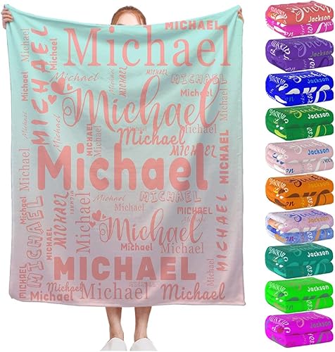 Miniatura 22 de Manta personalizada con nombre para niños, niñas, niños, adultos, hombres y mujeres, mantas personalizadas con nombre, regalos personalizados