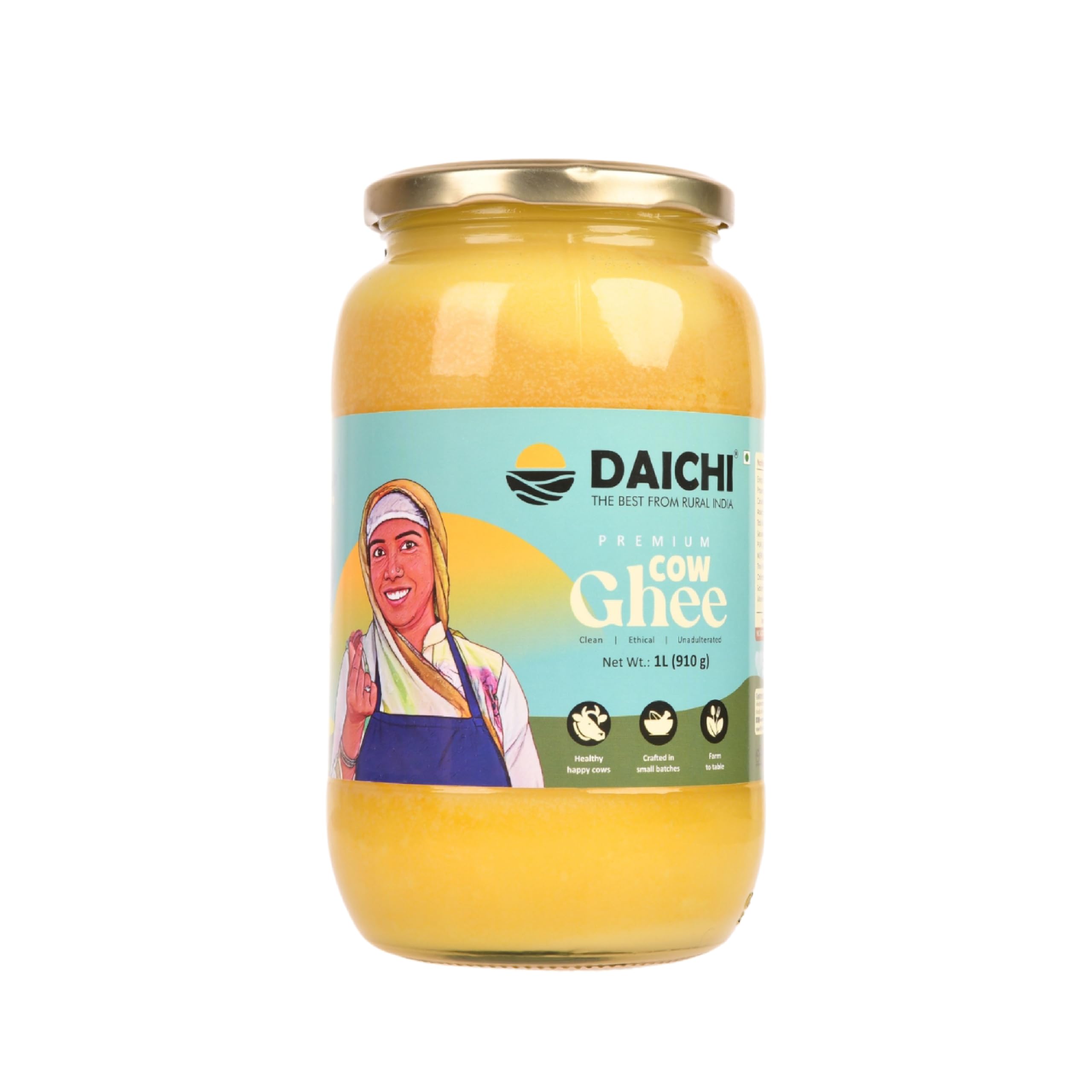 Daichi - Premium Cow Ghee | Pure, Natural, and Healthy | Grass-fed cows | Crafted in small batches | Farm to table 1000ml (Pack of 1)