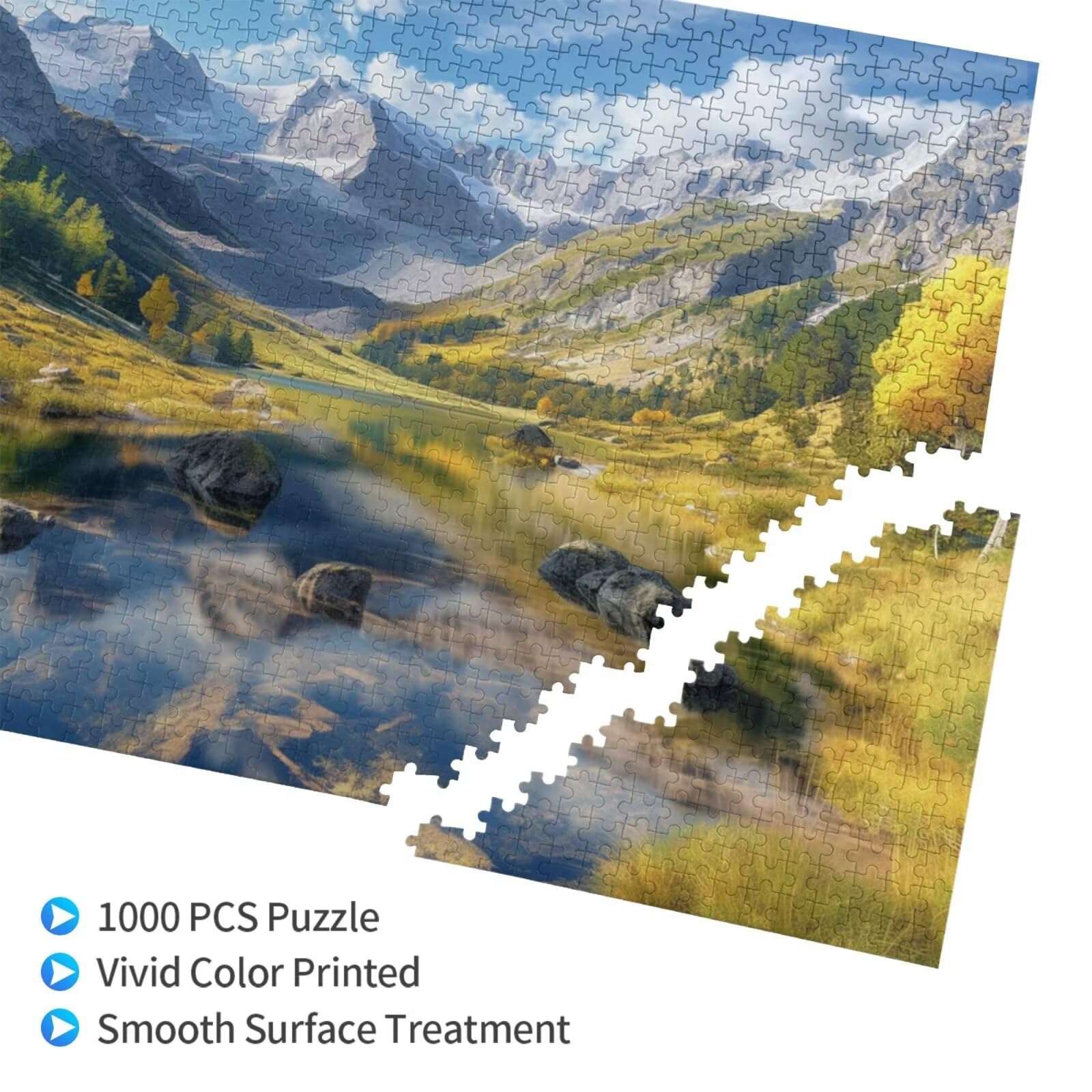 Puzzles Paisaje 1000 Adultos, Puzzle Montaña con Cajas y Cartel, Juego Clásico de Puzzle Arte para Entretenimiento Adultos, Regalos de Decoración del Hogar para Pasatiempos Creativos de Mujeres 2T-804