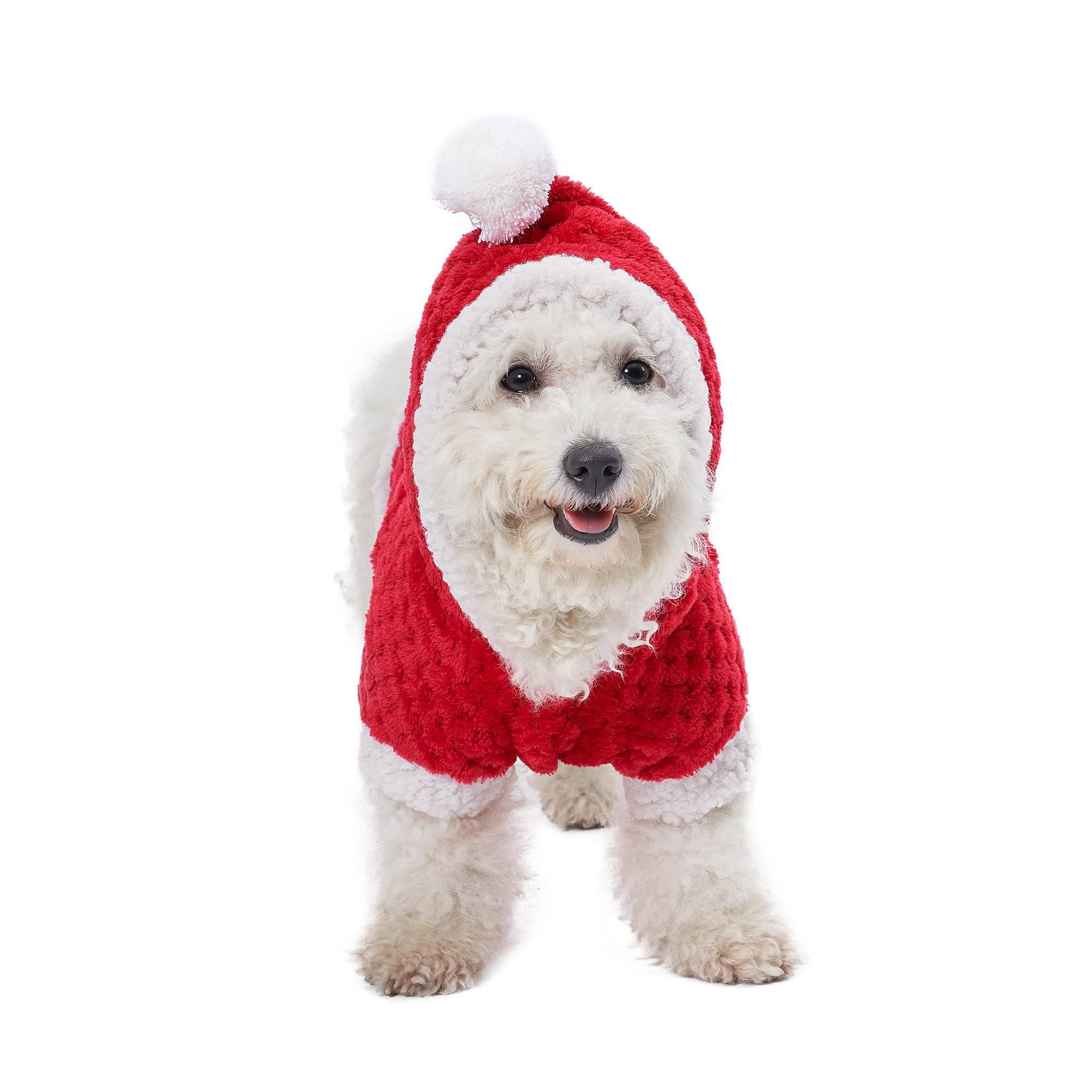 Yoption Christmas Santa Claus Pet Cosplay Dog Cat Costume, Funny Pet Christmas Winter Warm Coat Clothes Hoodie Outfit Apparel (L)