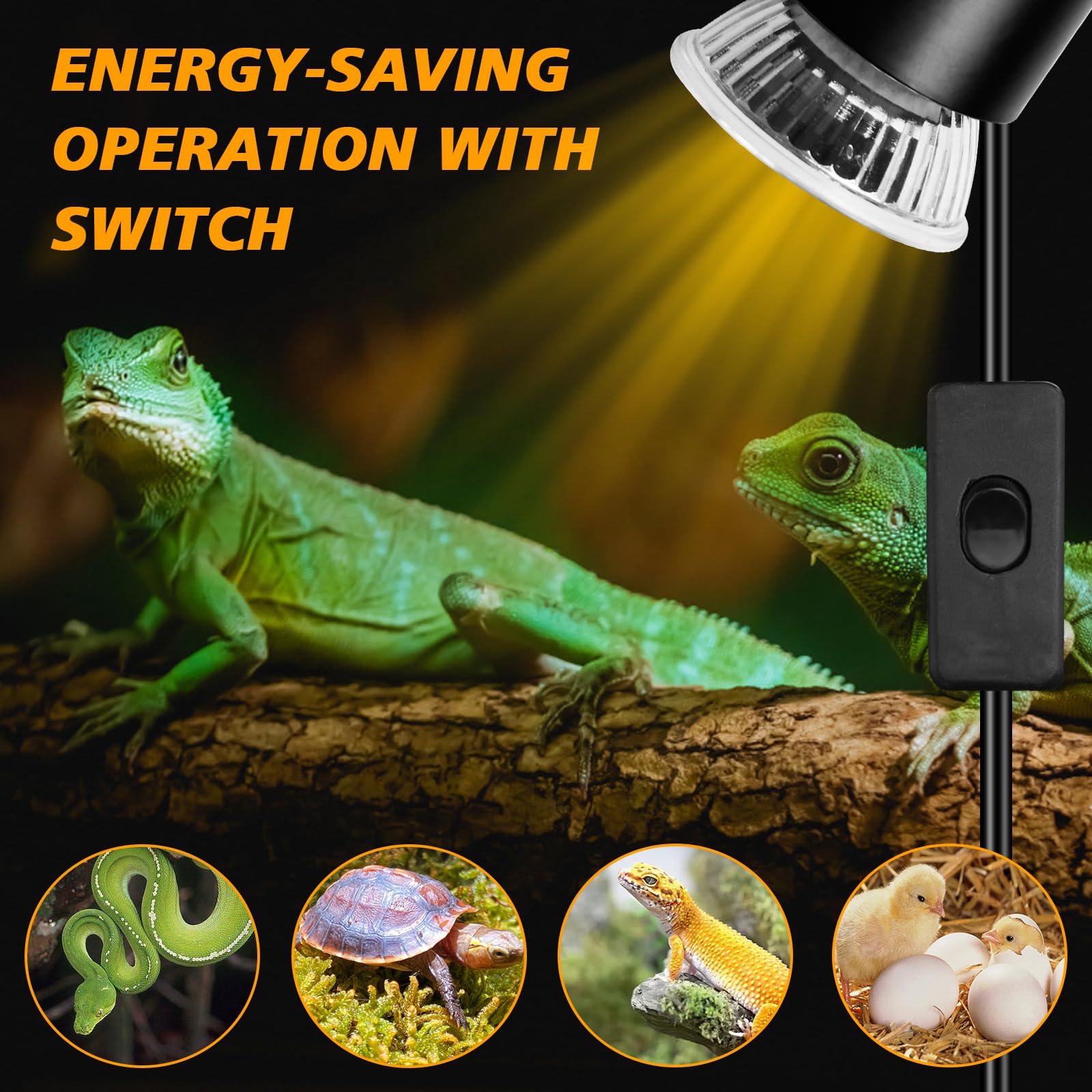 SUNOYA Reptilien Wärmelampe 25W/50W - Keramik E27 Mit Temperaturregler Für Schildkröten, Schlangen & Eidechsen