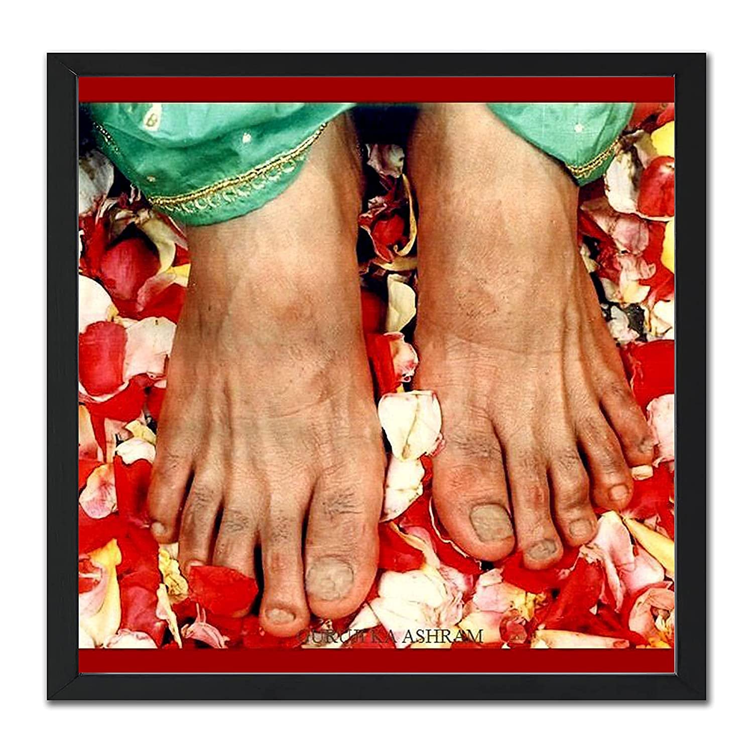 zig zag Guruji Charan Photo With Frame | Jai Guruji Charan Swaroop Picture For Wall/Table Size (Black 5x5)