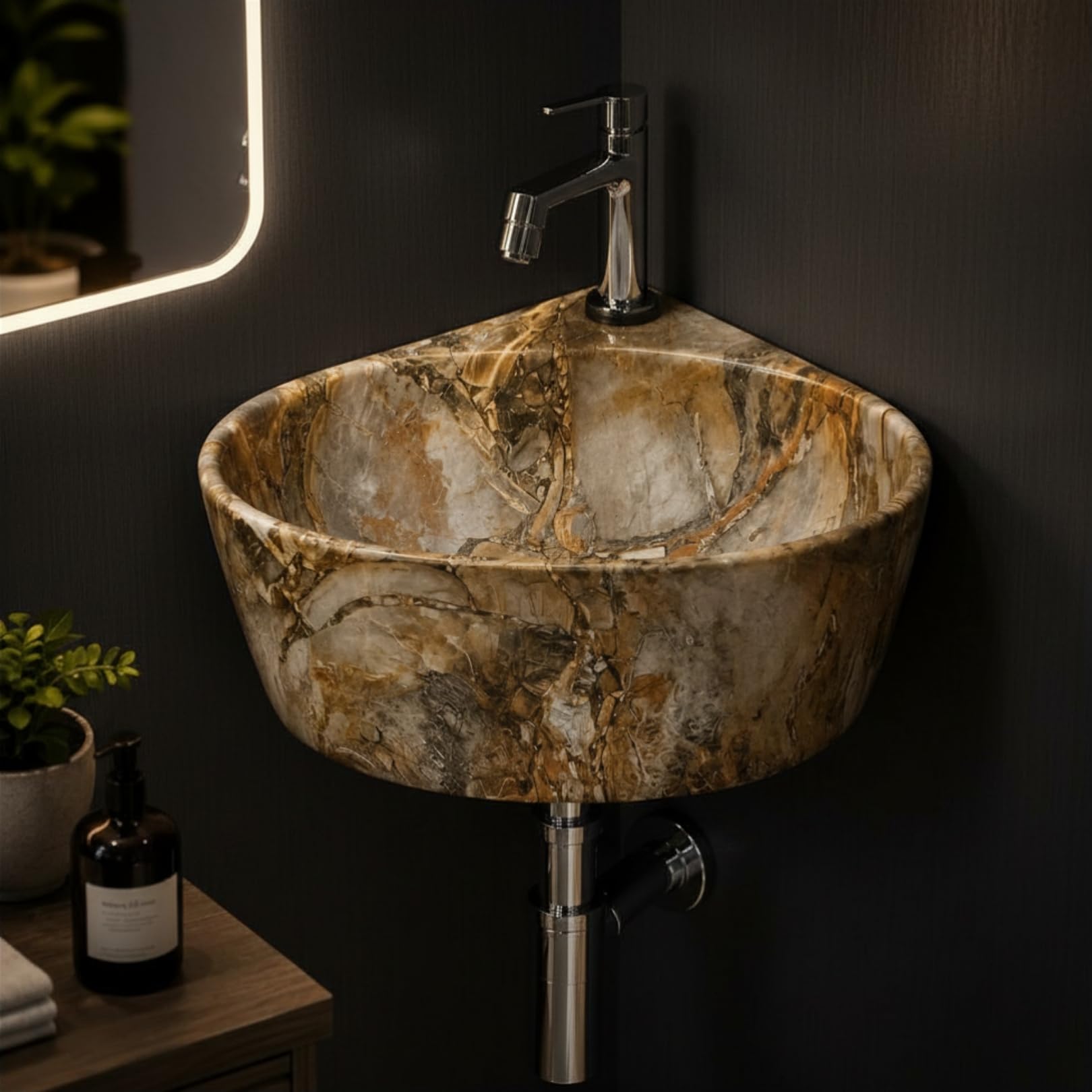 Reyal Corner Sink - Space-Saving Ceramic Wash Basin -13 Reyal Corner Sink - Space-Saving Ceramic Wash Basin -13