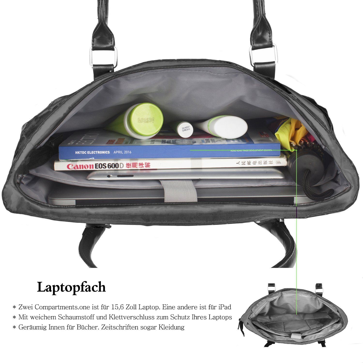 Borsa Laptop Donna LOVEVOOK - Grande Capacita Impermeabile Per Universita E Ufficio - Foto 14