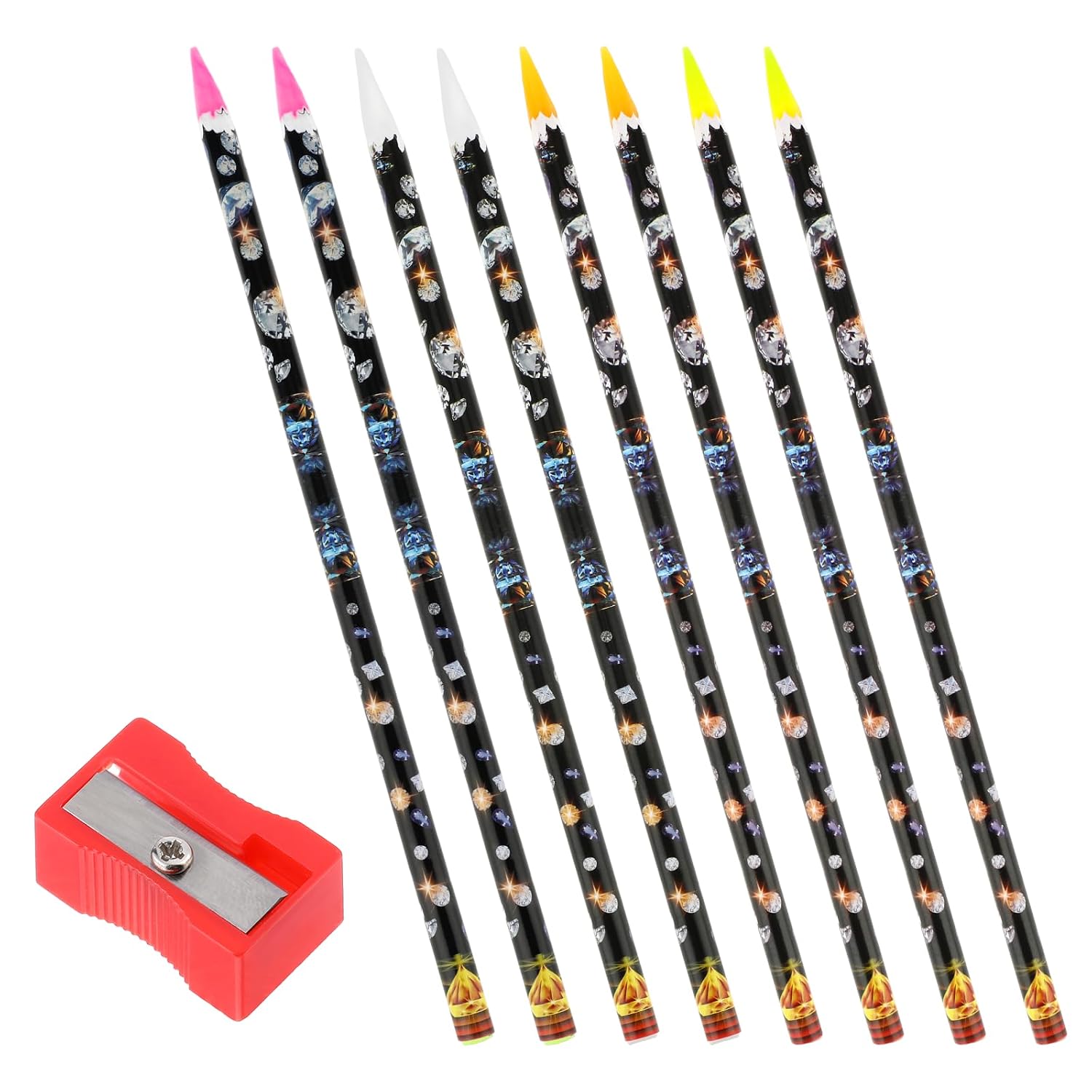 8 Pack Dotting Wax Pencil for Rhinestone Picker Tool Self Adhesive Resin Picker Nail Point Drill Pen Gem Pick up Dotting Tools with Sharpener for Nail Art DIY Decoration
