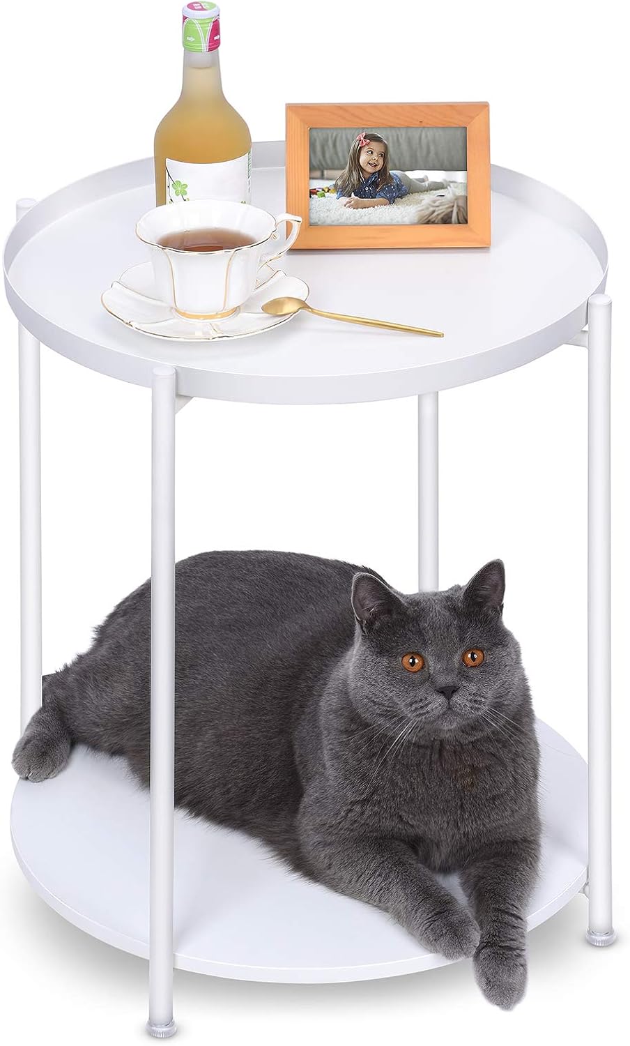 Round Tray End Table 2 Tier Removable Tray Metal Round Side Tables Black Sofa Side Snack Round Table Side Coffe Table For Living Room Bedroom Balcony Home Kitchen End Tables Tennesseegreenac Com