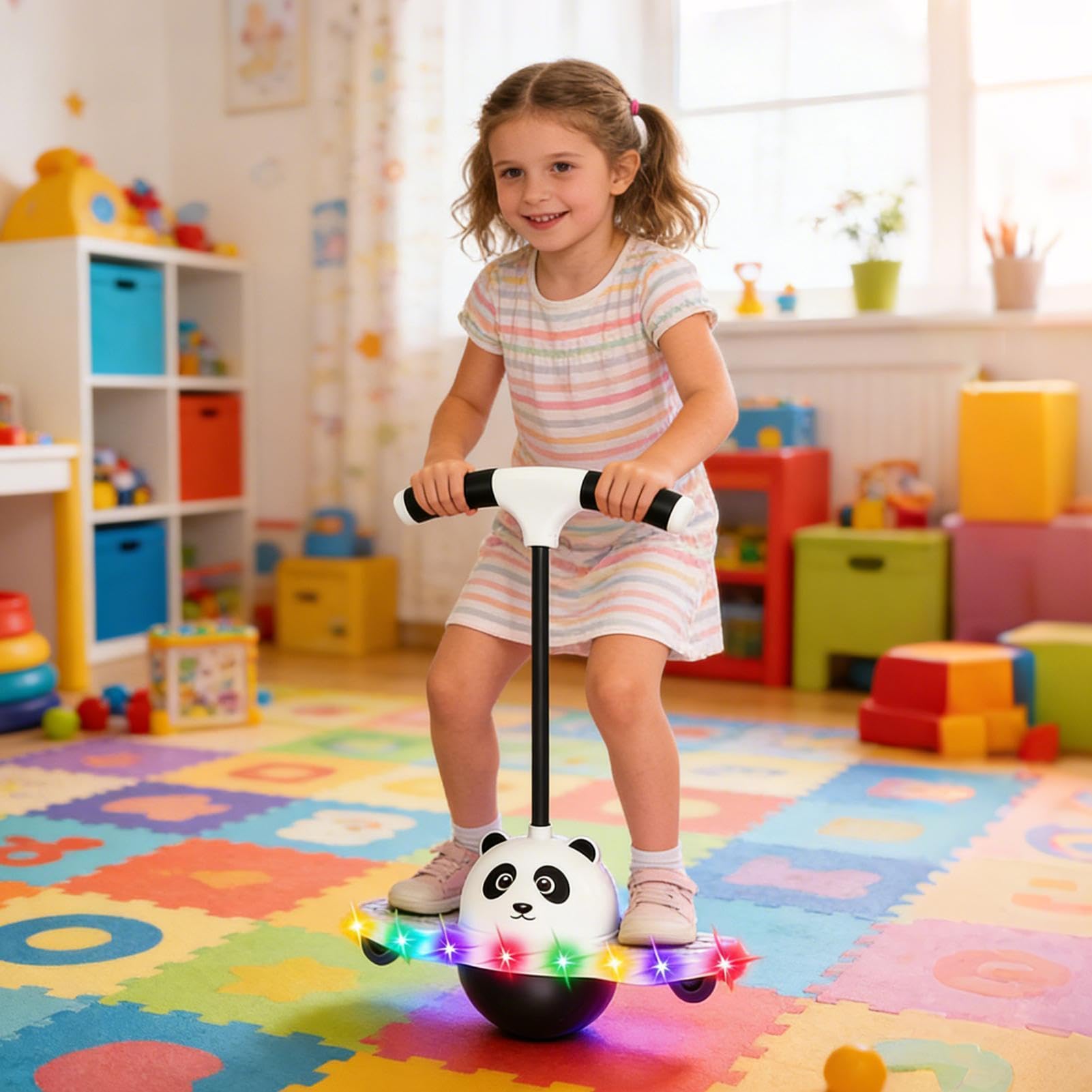 Hüpfball mit Griff zum Gleichgewicht, leuchtendes Spielzeug für Balance | Hüpfball für den Außenbereich | für Kinder Jungen Erwachsene Haus Garten Hof Wohnzimmer Schlafzimmer