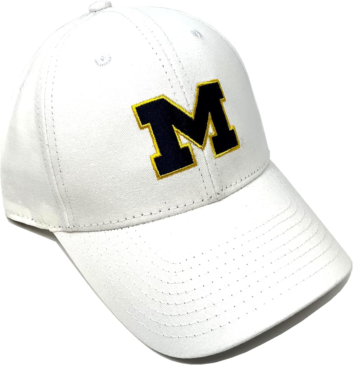 MVP Michigan Wolverines Logo Solid White Curved Bill Adjustable Hat