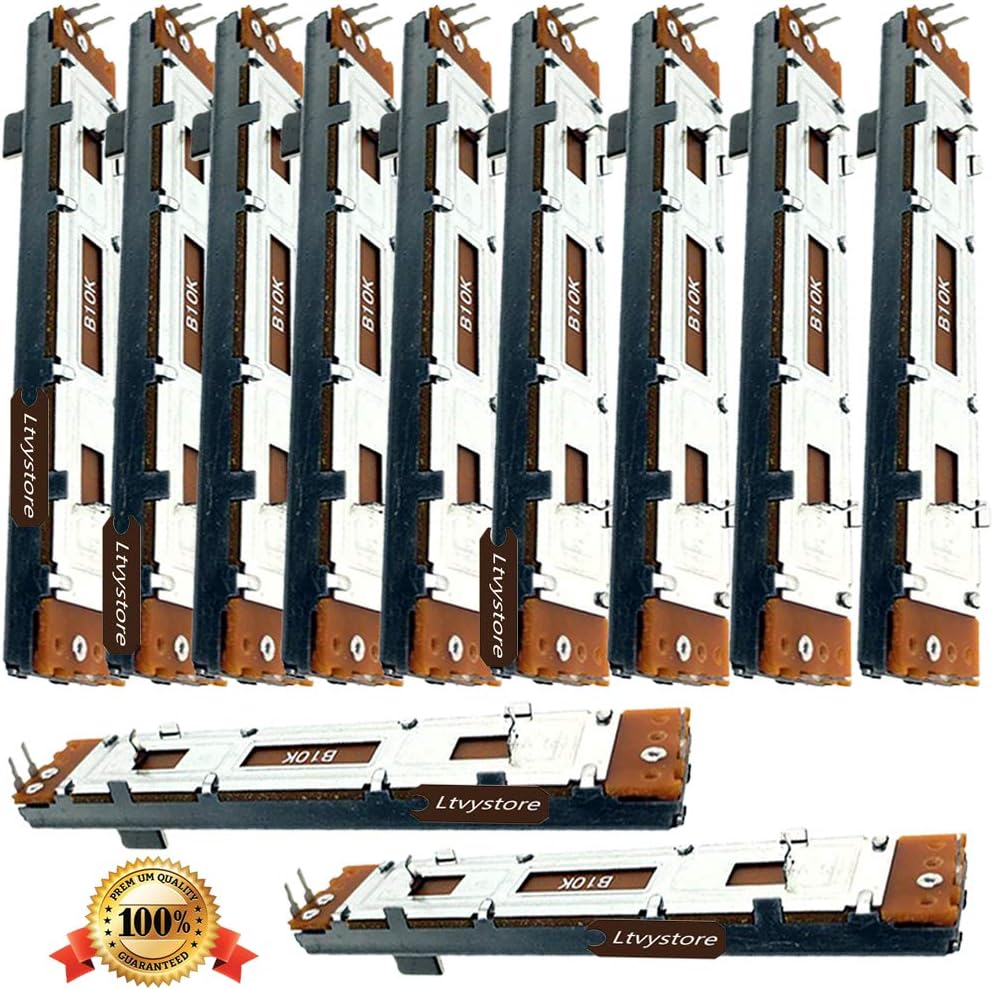 B10K Slide Potentiometer Single Linear 10K Ohm Electronic Potentiometer 88MM, Pack of 10