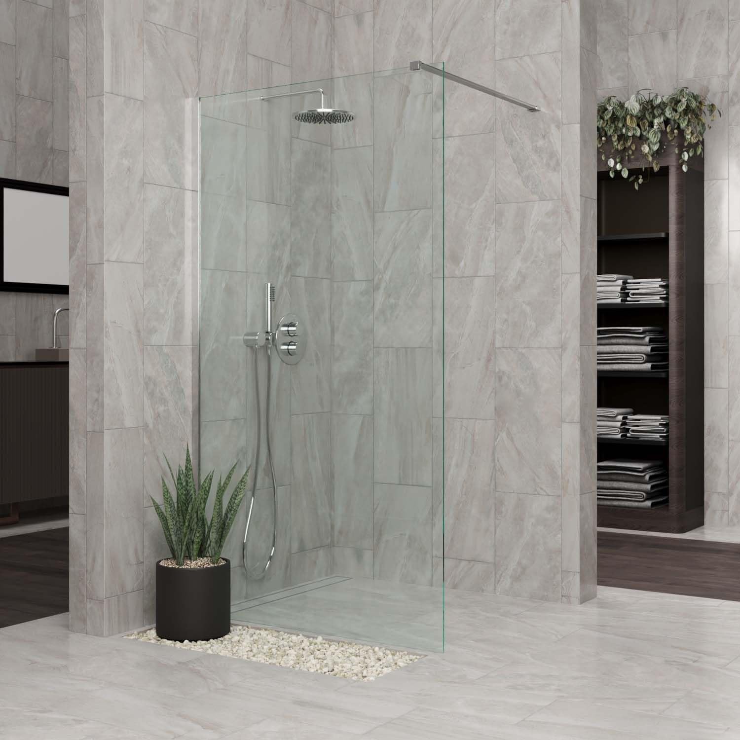 Duschwand Duschabtrennung Duschkabine Dusche (BxH) 100 cm x 200 cm Walk-In AquaSplash DIY Glas 8 mm