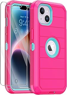 Annymall for iPhone 14 Case with 2 Screen Protector,Full Body Shockproof Drop Protection Dust Proof Heavy Duty 3-Layer Rugged Durable Military Grade Cover for Apple iPhone 14 6.1