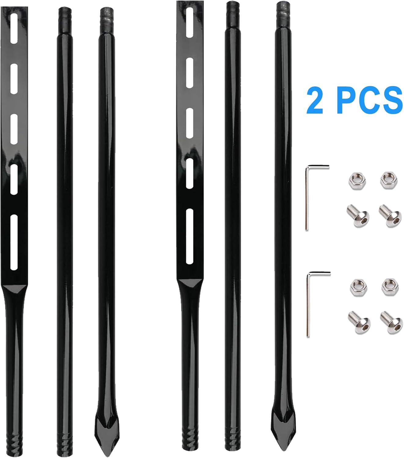 2Pack Heavy Duty Metal Stakes for Yard Signs, 54Inches Long with Hardware, Garden Stakes Sign Post Anchors, Black