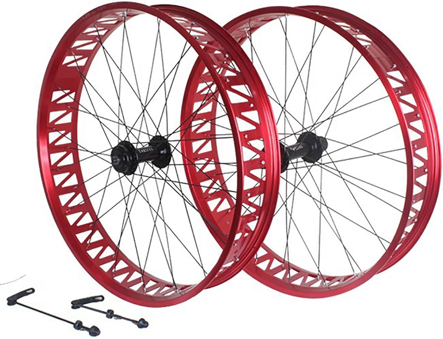 Beach Bike Front Rear Wheels Snow 26”X 4.0/4.9'' Fat Tire Wheel Set Aluminum Alloy Rims 36H Hubs 14G Spokes QR 135mm/190mm Disc Brake for 7-11s E-Bikes