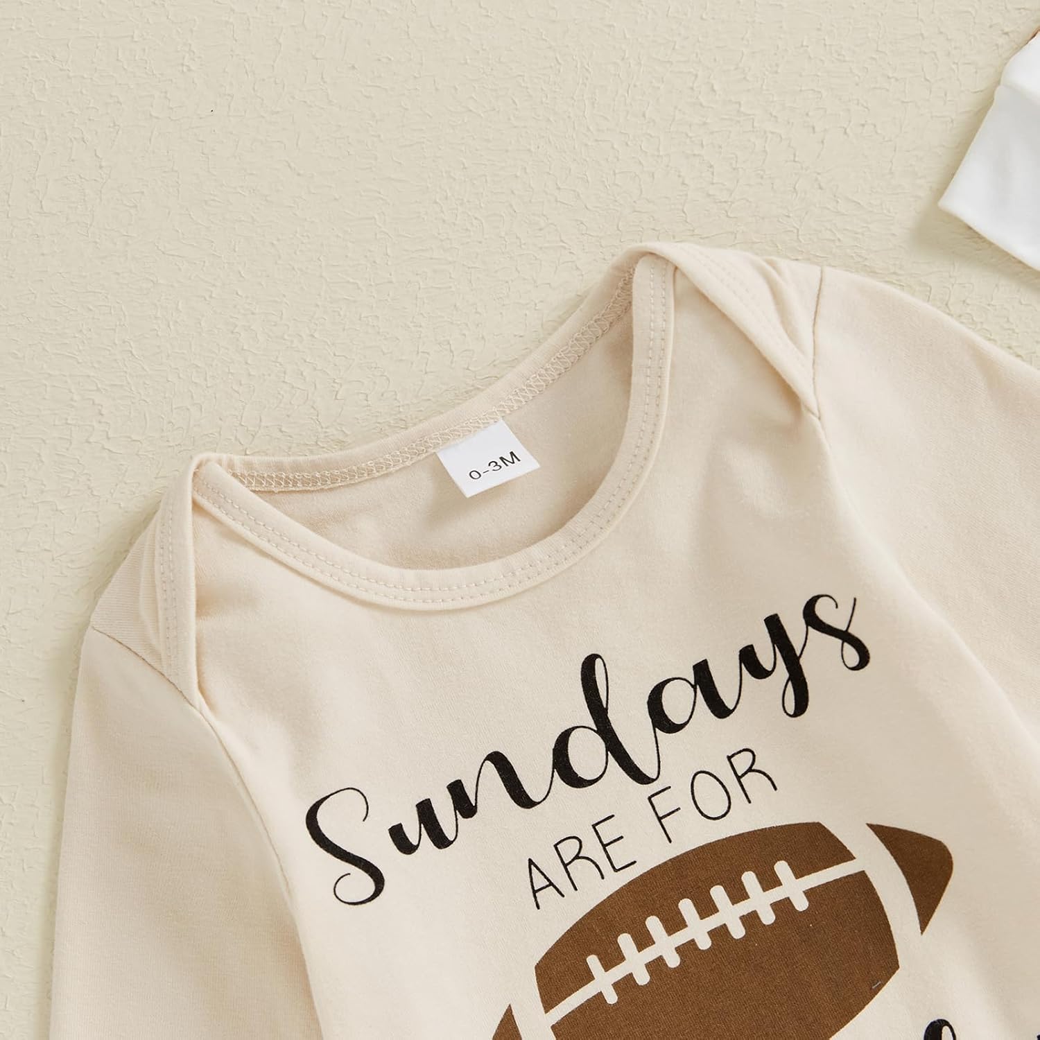Karuedoo Newborn Baby Boy Football Outfit Sundays Are For Football with Daddy Long Sleeve Romper Football Pants Hat 3Pcs Sets - Image 5