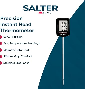Heston Blumenthal Precision by Salter Instant Read Digital Meat Thermometer – Instant Read Food Temperature Probe for Air Fryers, Cooking, Oven, BBQ, Jam & Deep Frying, 0.1°C Precision, 200°C to -45°C