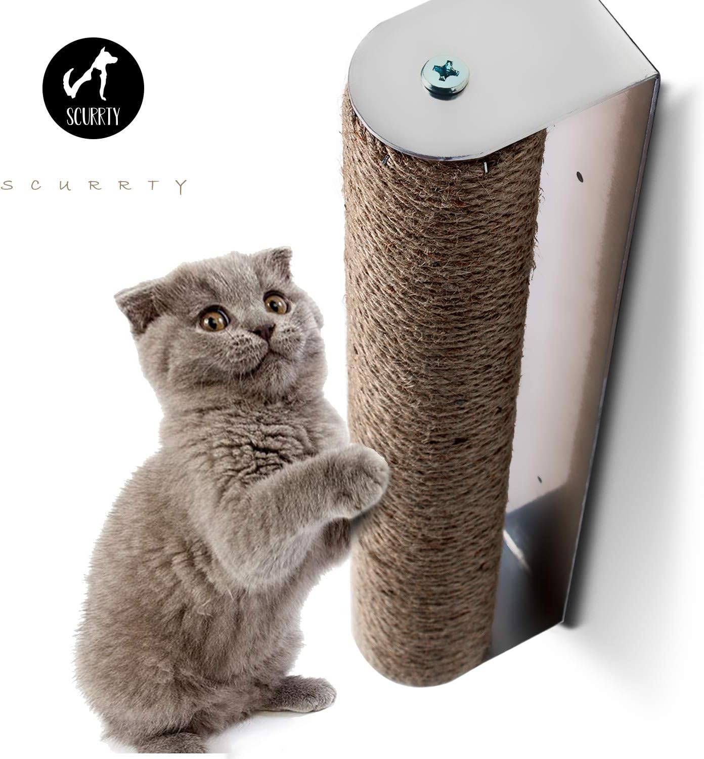 Scurrty Wall Mounted Cat Scratching Post Replaceable Natural Sisal Suitable for Most Wall Types 3.6 x 2.8 x 17.8 in
