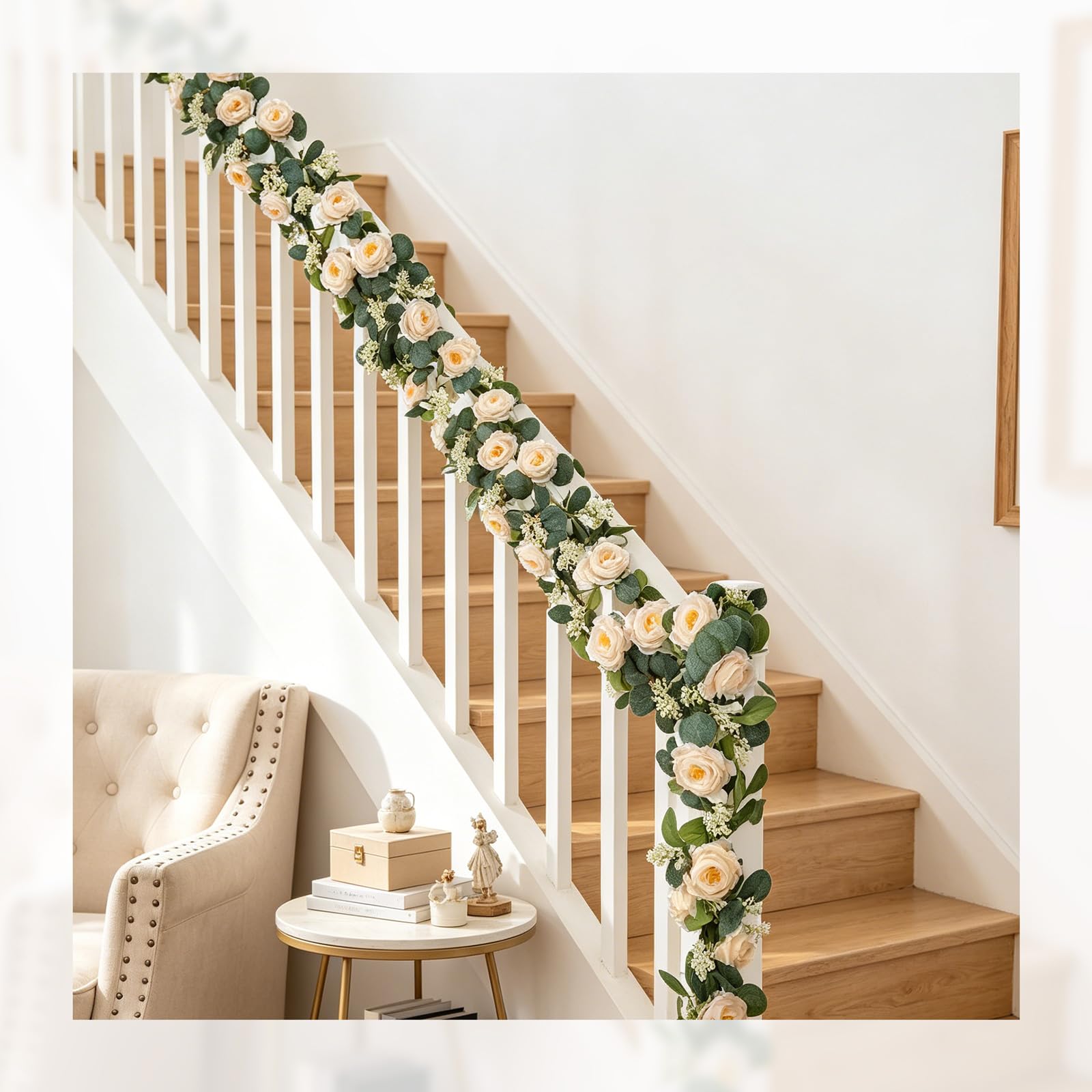 MAKHOT Eukalyptus-Girlande, künstliche grüne Girlanden, Blumendekoration, grüne Frühlingsgirlande, Kranz, Reben, Dekorationen für Tisch, Zuhause, Hochzeit, Kaminsims, Party, Champagner, 2 Stück