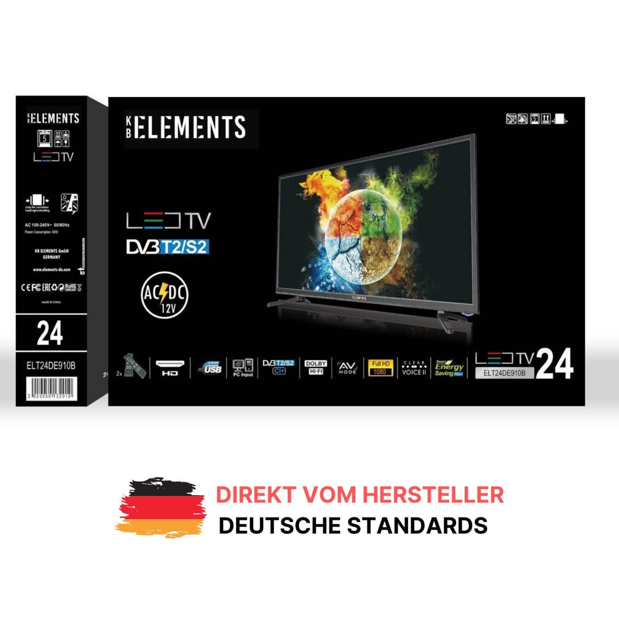 24 Zoll 12 Volt Fernseher, HD,Triple Tuner, Wohnmobil, Camping, HDMI, USB.