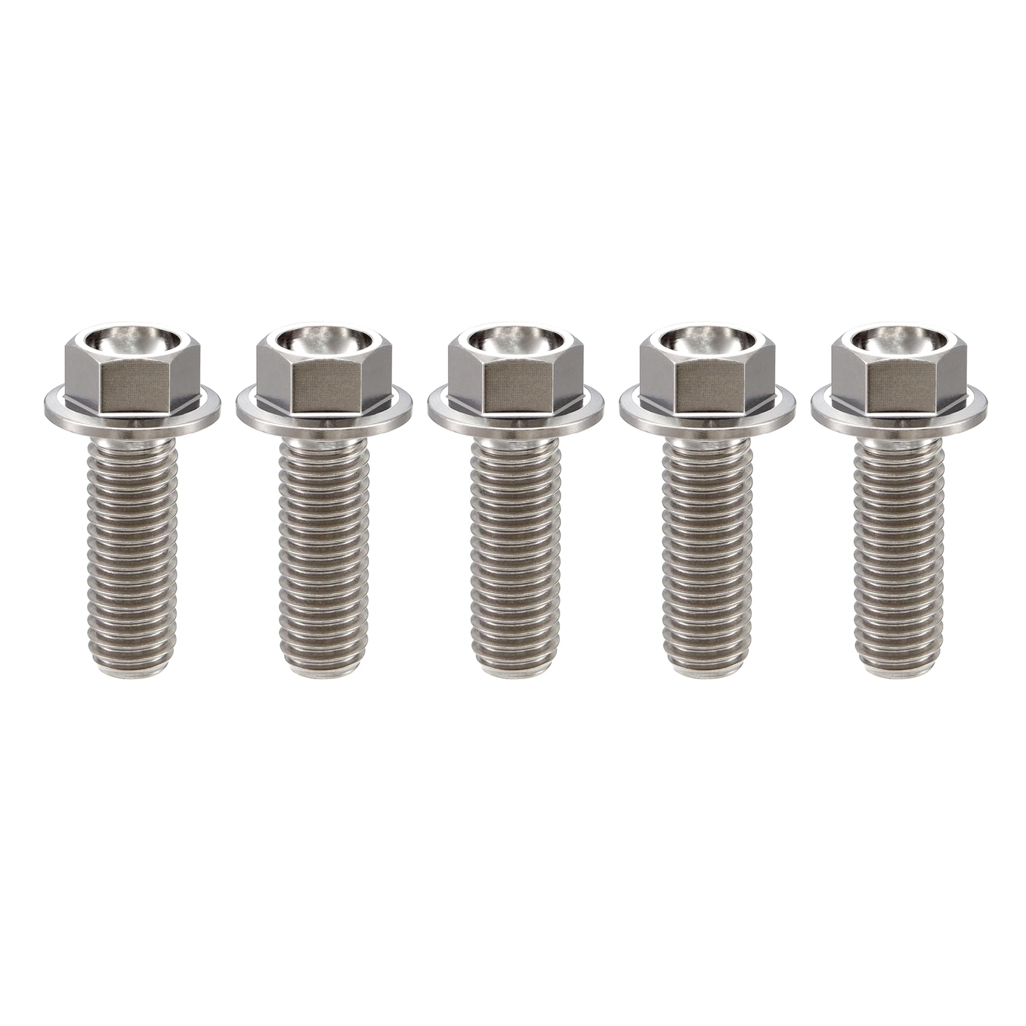 RISON-Titanium 5 Pièces Vis à Tête à Bride en Titane M8x1.25x20mm, Vis de Tête de Rondelle de Bouchon Boulons à Tête Hexagonale d'entraînement Fixation pour Vélo, Moto, Voiture