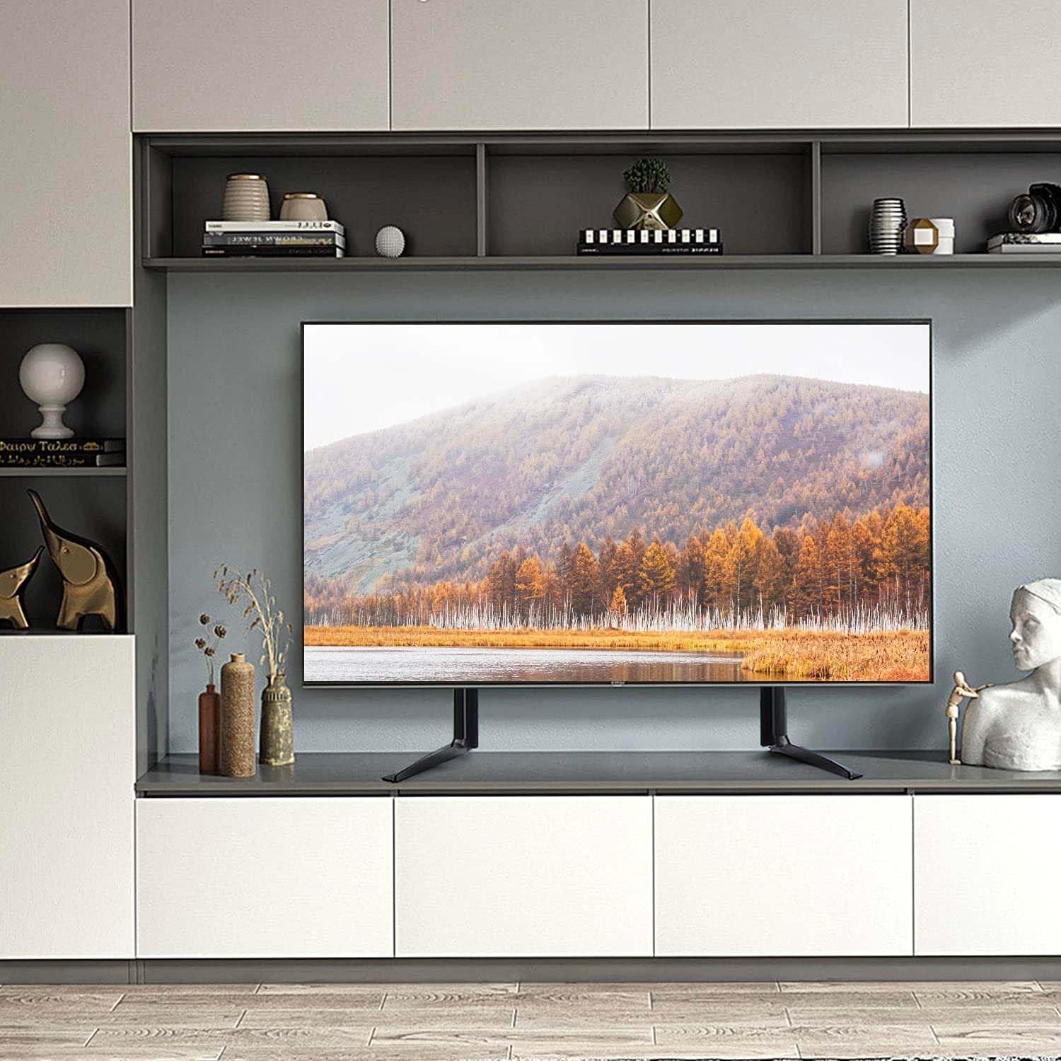 Avilia Supporto Doppio per TV e Monitor - Piedistallo per Televisore e Schermo Computer, da Appoggio, da 23 a 75 Pollici, Regolabile, Portata 50kg