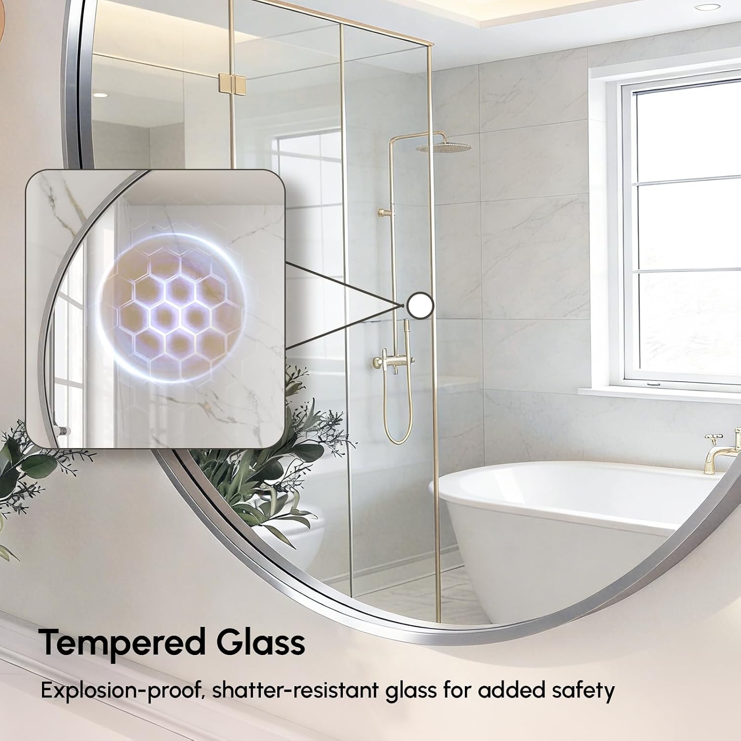 USHOWER 24 Inch Brushed Nickel Round Bathroom Mirror for Over Sink image 2