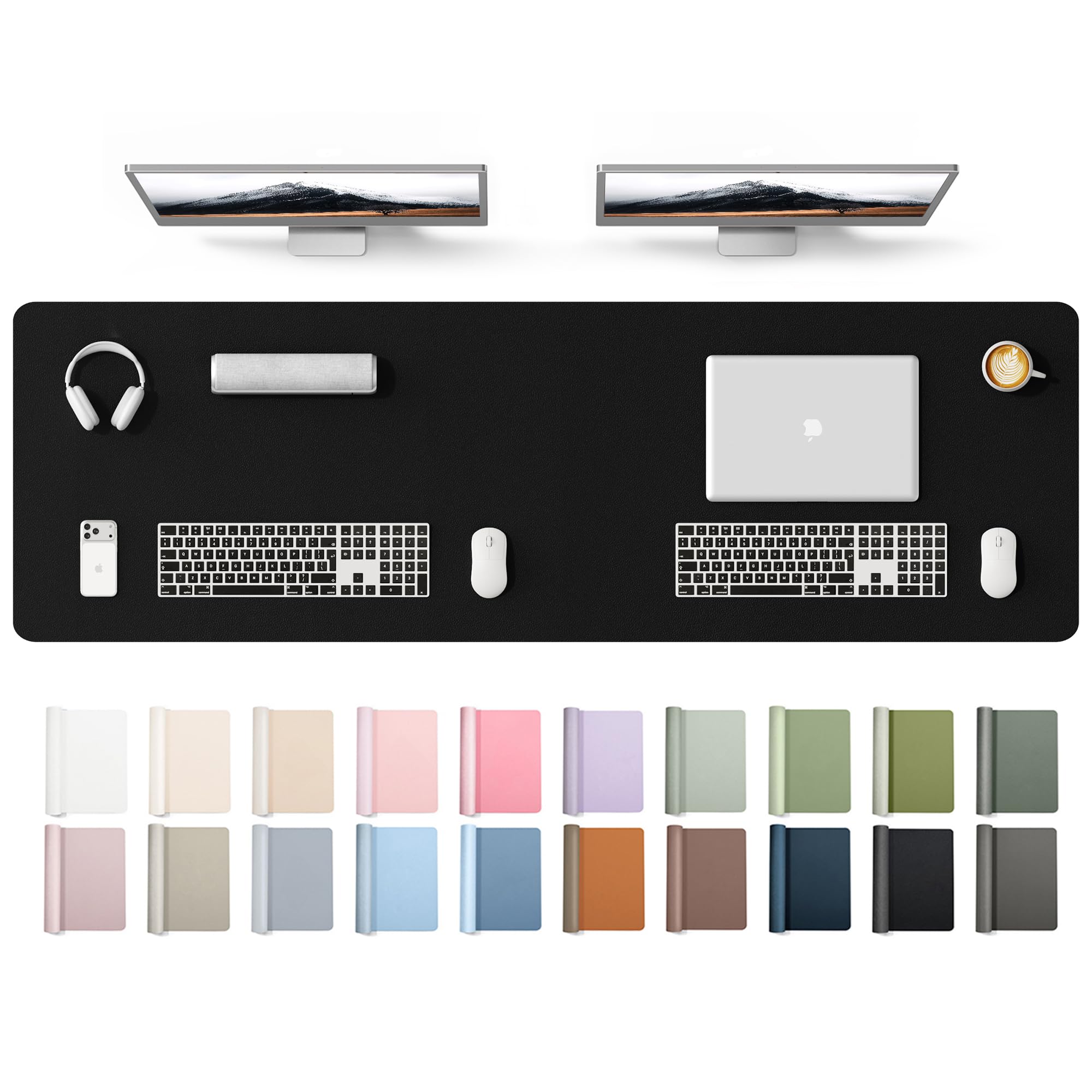 YSAGi Leather Desk Protector Large Mouse Mat 63" x 17.2" | Protects Desk from Scratches and Spills - main product image