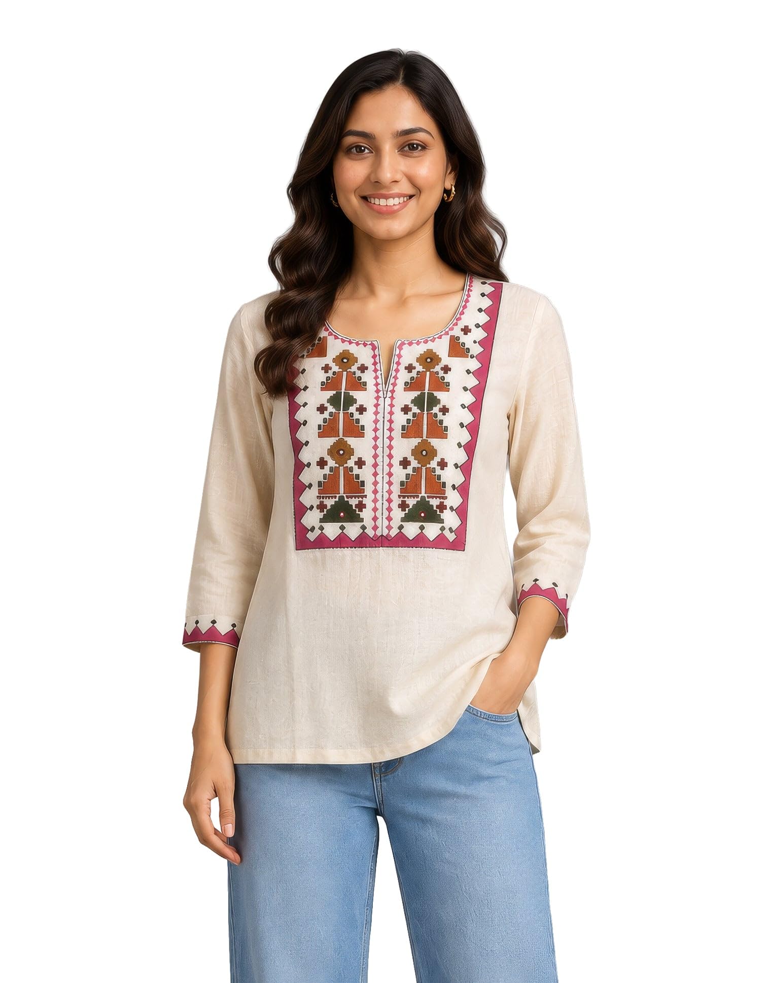Ladyline Tunique élégante en coton brodé pour femme