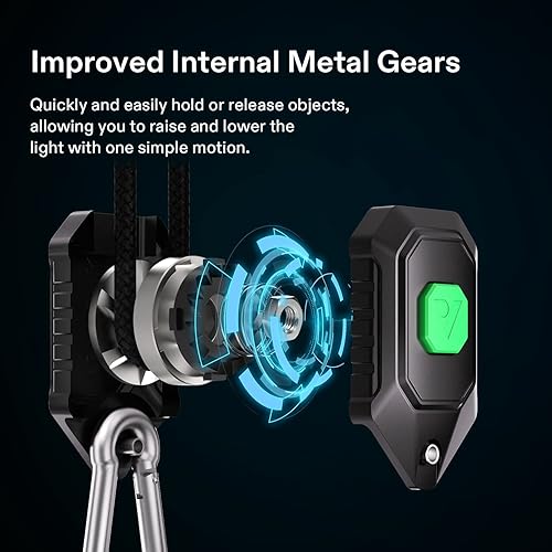 Miniatura 6 de VIVOSUN 6 pares de colgadores de luz de crecimiento ajustables de 18 pulgadas, colgador de cuerda resistente con engranajes de metal reforzado,