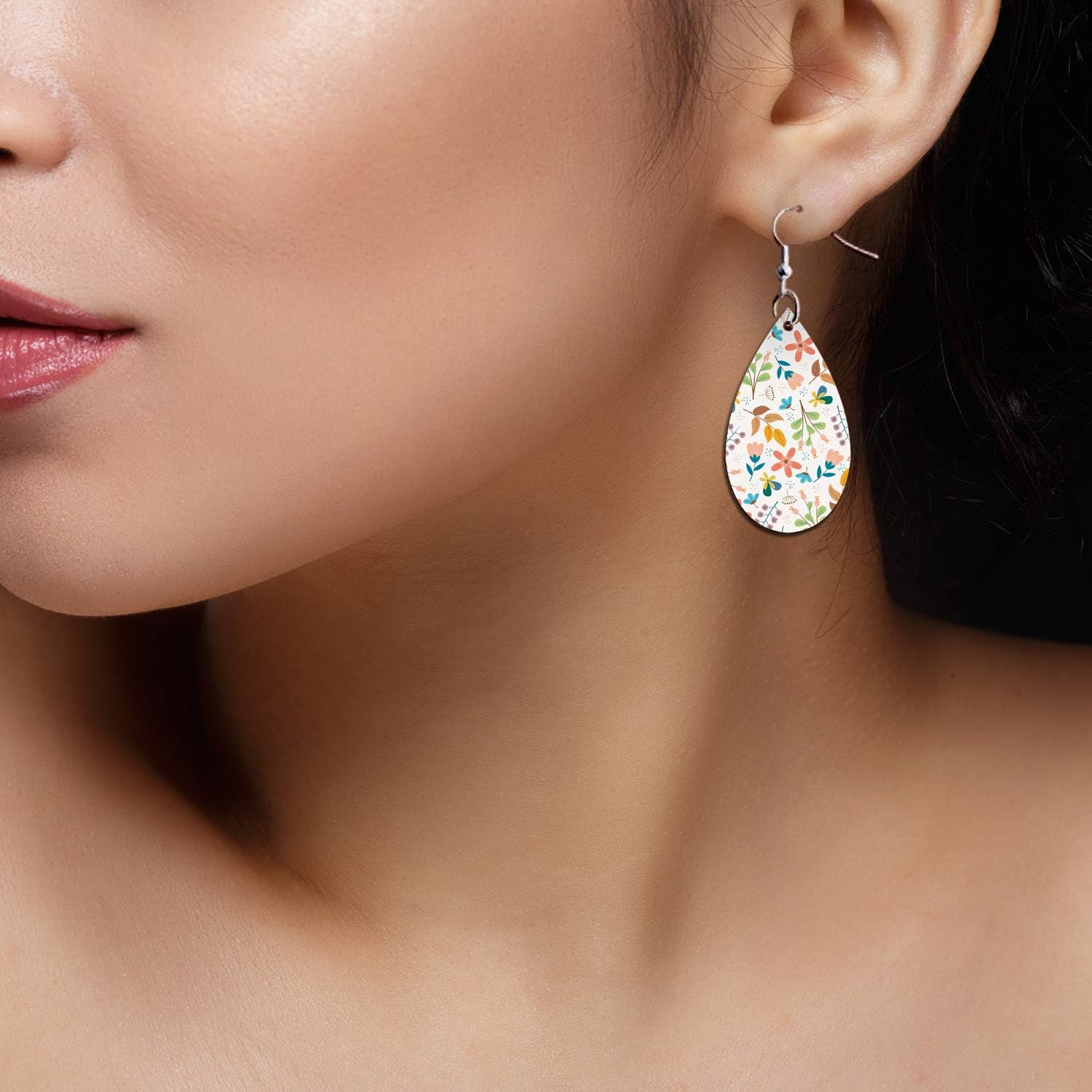 Pendientes de madera en blanco para mujeres y niñas, pendientes de lágrima, pendientes para hacer joyas, pendientes en blanco, colgantes a granel de bricolaje ligeros, 1,5x0,9"-36 piezas