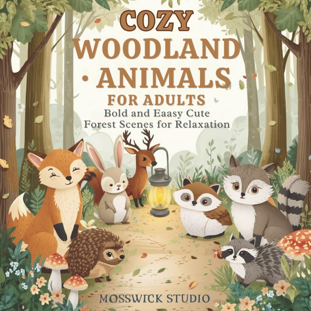 Cozy Woodland Animals Coloring Book for Adults: Bold and Easy Cute Forest Scenes for Relaxation (Cozy Coloring Book Series)