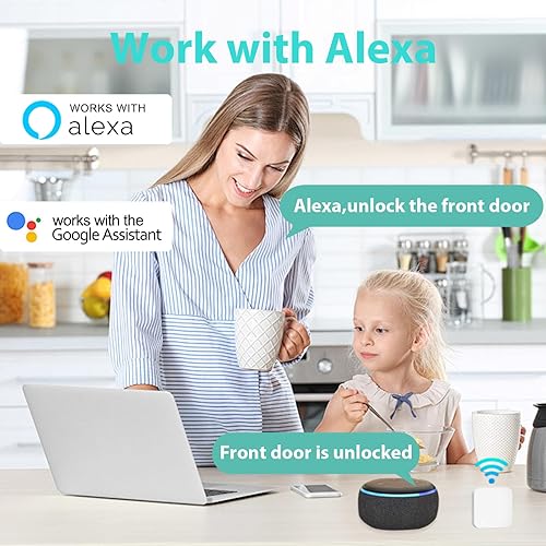 Miniatura 4 de Hunnay Juego de cerraduras de puerta delantera WiFi, cerraduras inteligentes para puerta delantera, cerrojo de seguridad con teclado, control de