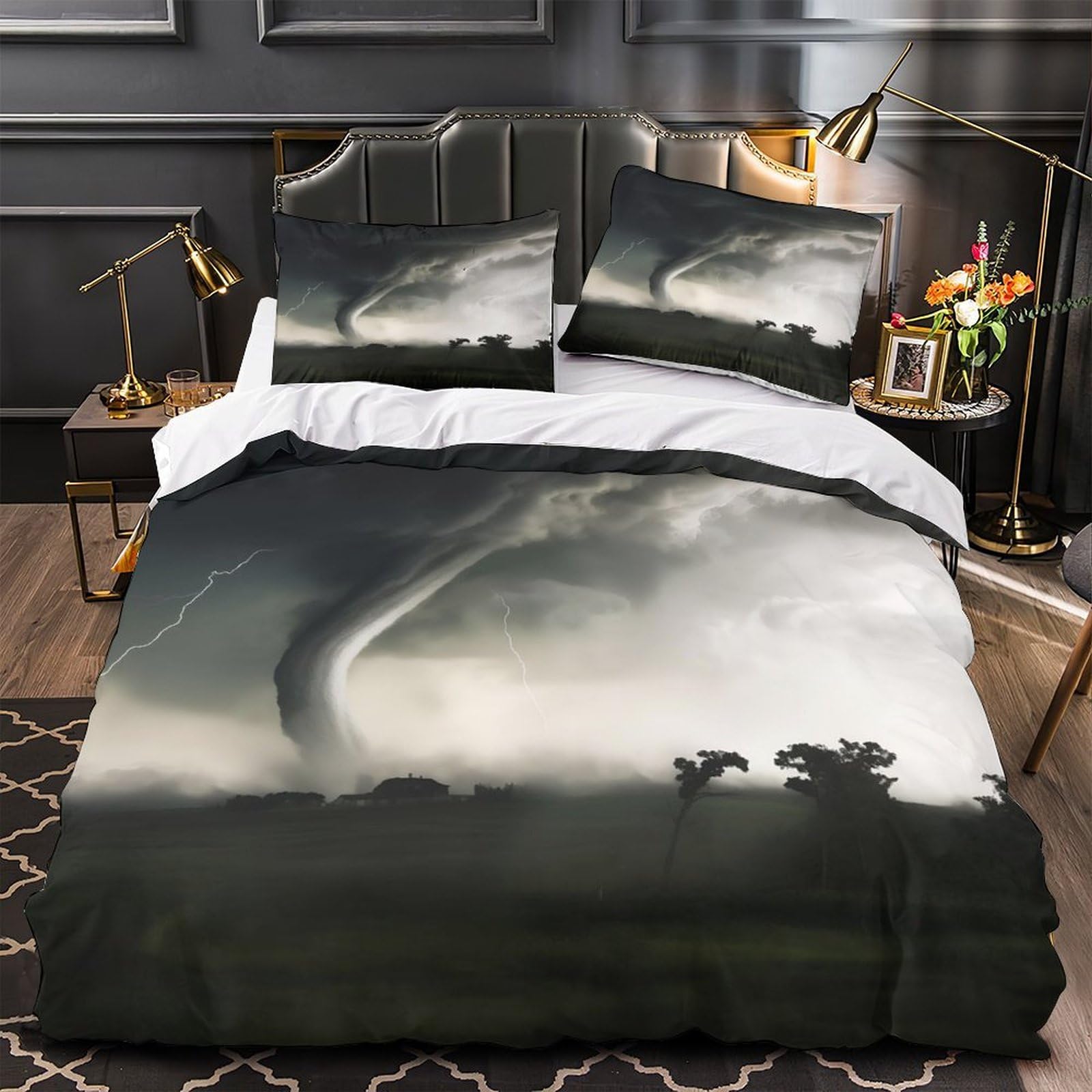 Housse de couette 3D tornade parure de lit microfibre enfant 135x200 cm