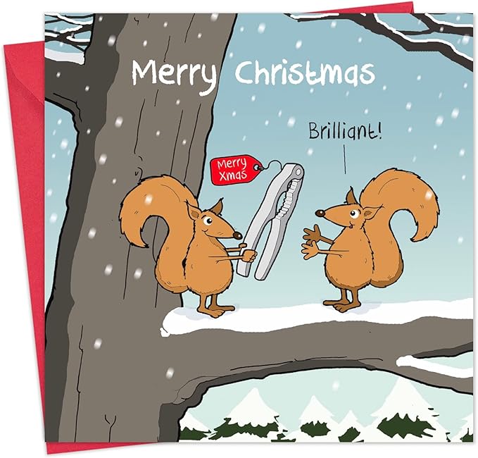TWIZLER Merry Christmas Card with Squirrels & Nutcracker