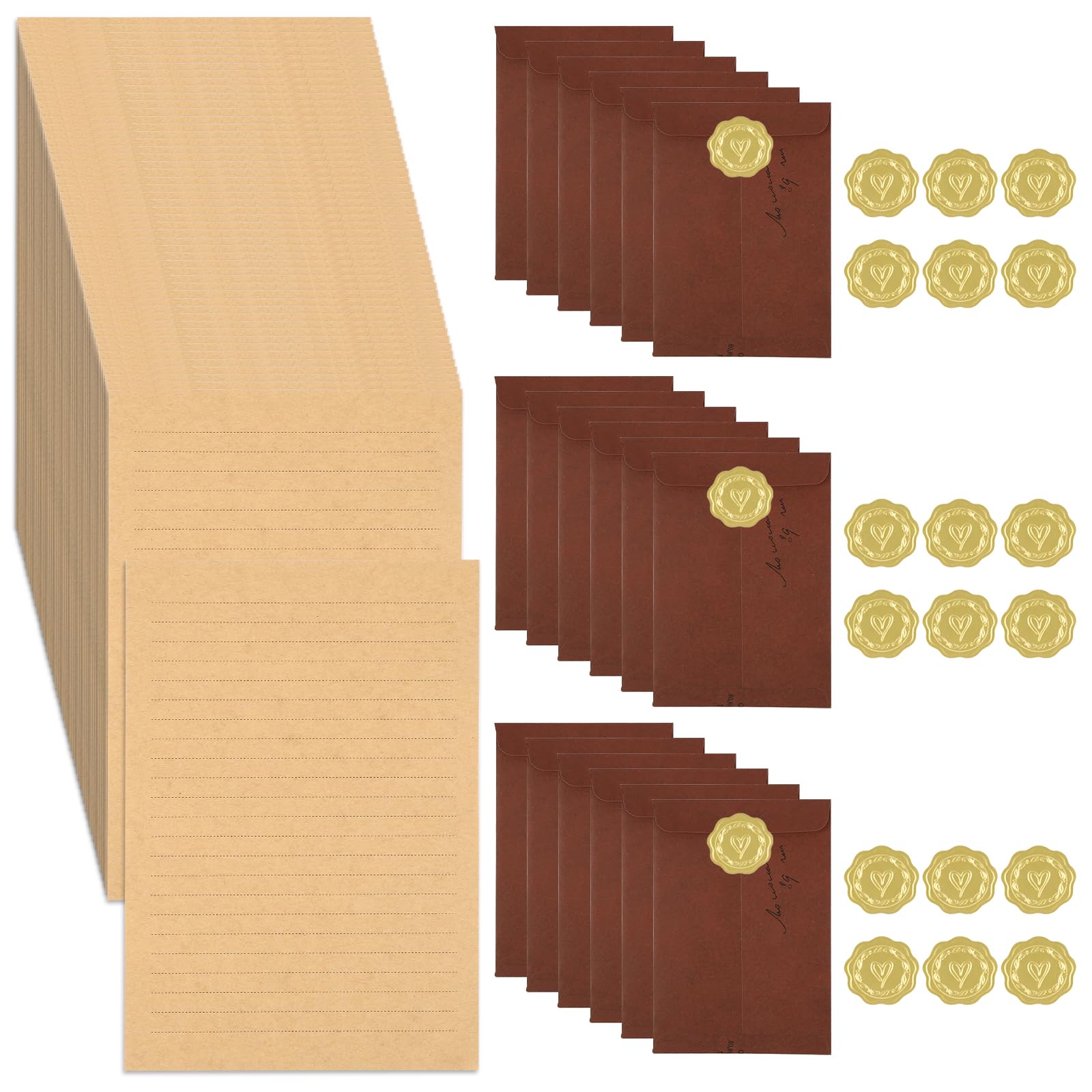 86 Pcs Letter Writing Paper and Envelopes Set, Vintage Letter Writing Set, 24 Sheets A5 Letter Papers with 18 Envelopes & 18 Wax Seal Stickers for Love Letters, Weddings, Birthdays, Christmas