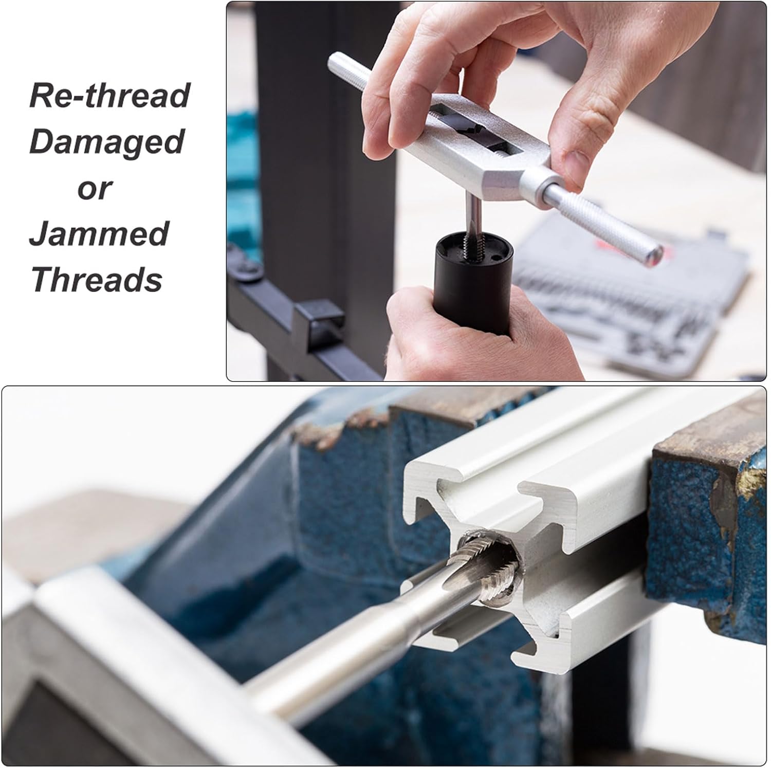 uxcell Metric Hand Tap M27 Thread 1.5 Pitch 4 Straight Flutes H2 Alloy Tool Steel Bottom & Taper Screw Tap Set Tapping Tools for Repairing 1 Pair