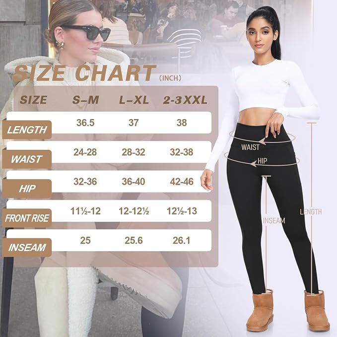 Leggings térmicos de mujer con forro polar y bolsillos 4 pack miniatura 6