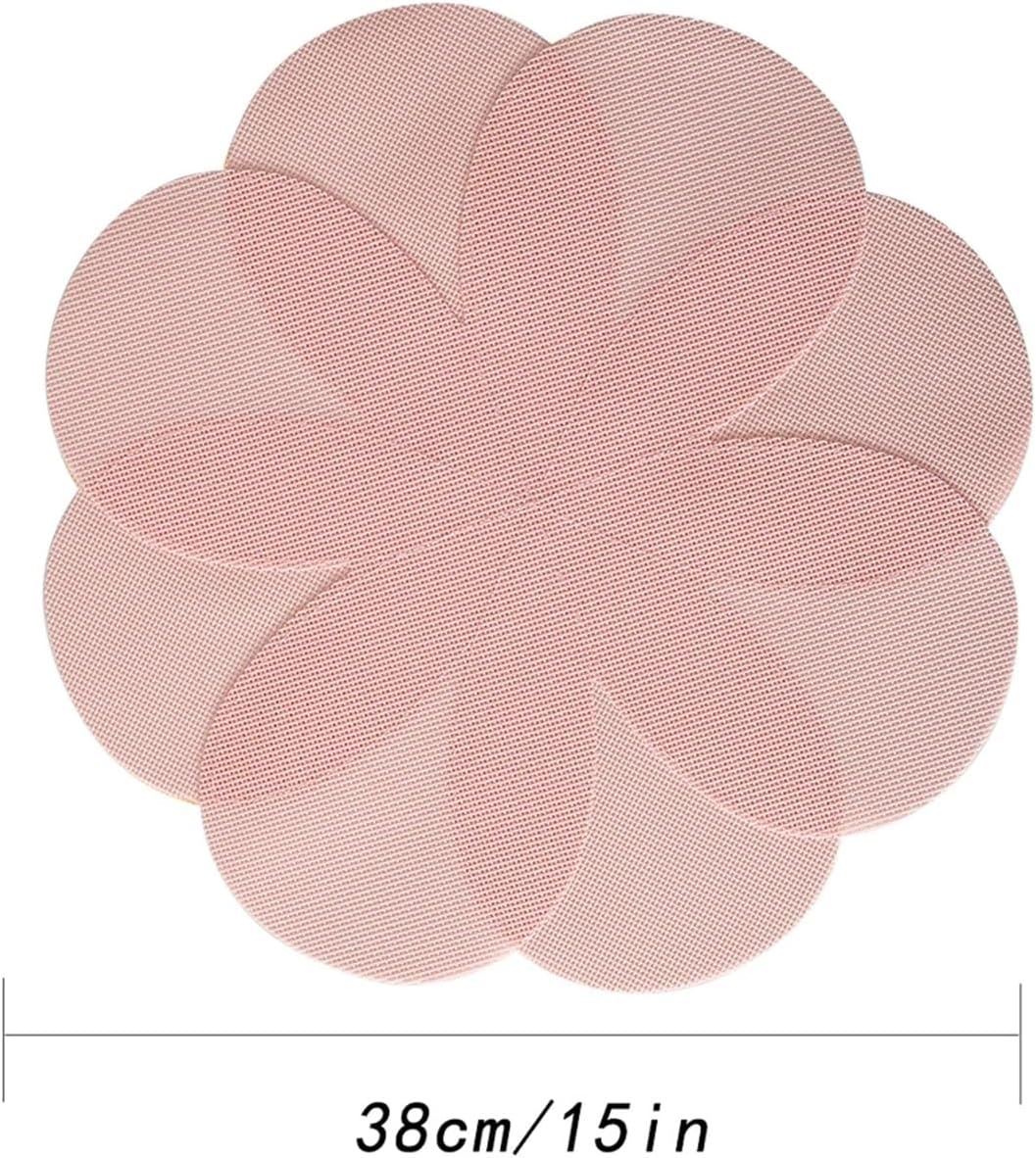 Flower PVC Woven Placemats Set of 4 Washable Indoor Outdoor Table Mats Wipeable Dining Table Accessories Kitchen Decor(Blue)