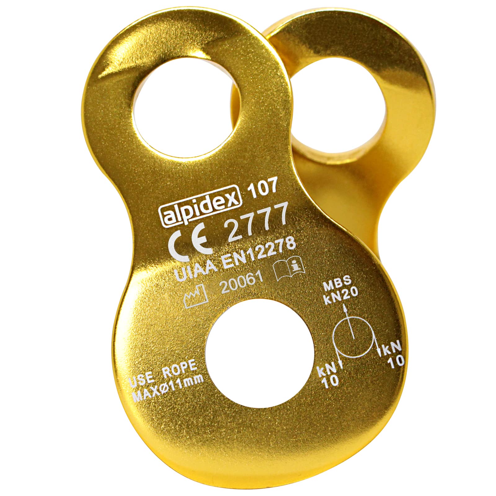 ALPIDEX Polea 20 kN | Polea Móvil | Bloque de Polea | Norma EN12278 | Cuerdas hasta 11 mm Diámetro | Polipasto de Cuerda | Sistema de Polea Cable