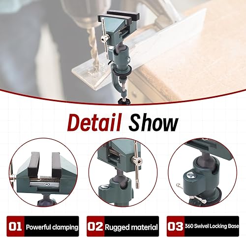 Vista 4 de findmall Tornillo de mesa universal giratorio de aluminio de 3 pulgadas, giro de 360 grados, apto para sostener piezas pequeñas en joyería, hobby