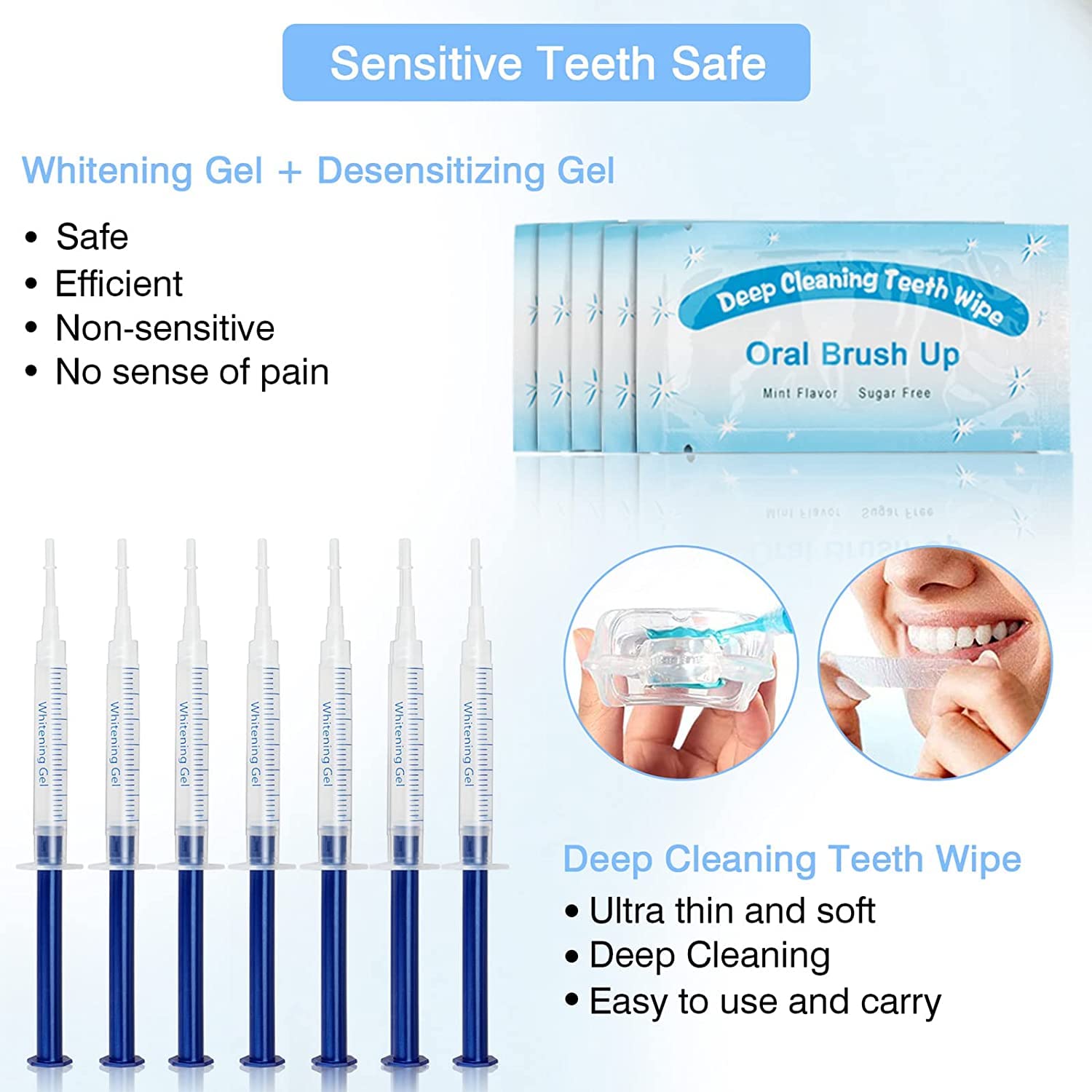 Kit Sbiancamento Denti, 10 * 3ML Gel Sbiancante Denti Led Professionale, Rimuove Denti Macchie e Riduce Sensibilità dei Denti per Pulizia e Sbiancamento dei Denti