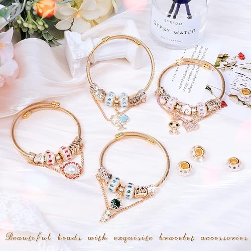 Miniatura 5 de Aipridy Lucky Beads Lover Perlas y diamantes de imitación de cristal, cuentas de ámbar, cuentas espaciadoras de agujeros grandes, cuentas europeas