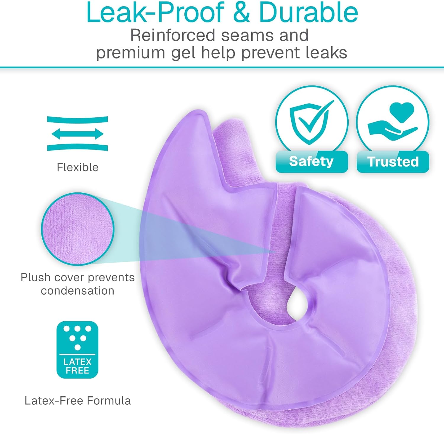 Arctic Flex Breast Ice Packs - Hot & Cold Therapy, Surgery Recovery Supplies - Heating & Cooling Gel Pad for Breastfeeding, Engorgement, Mastitis Relief, Sore Nipples, Lactation (Purple) - Image 5