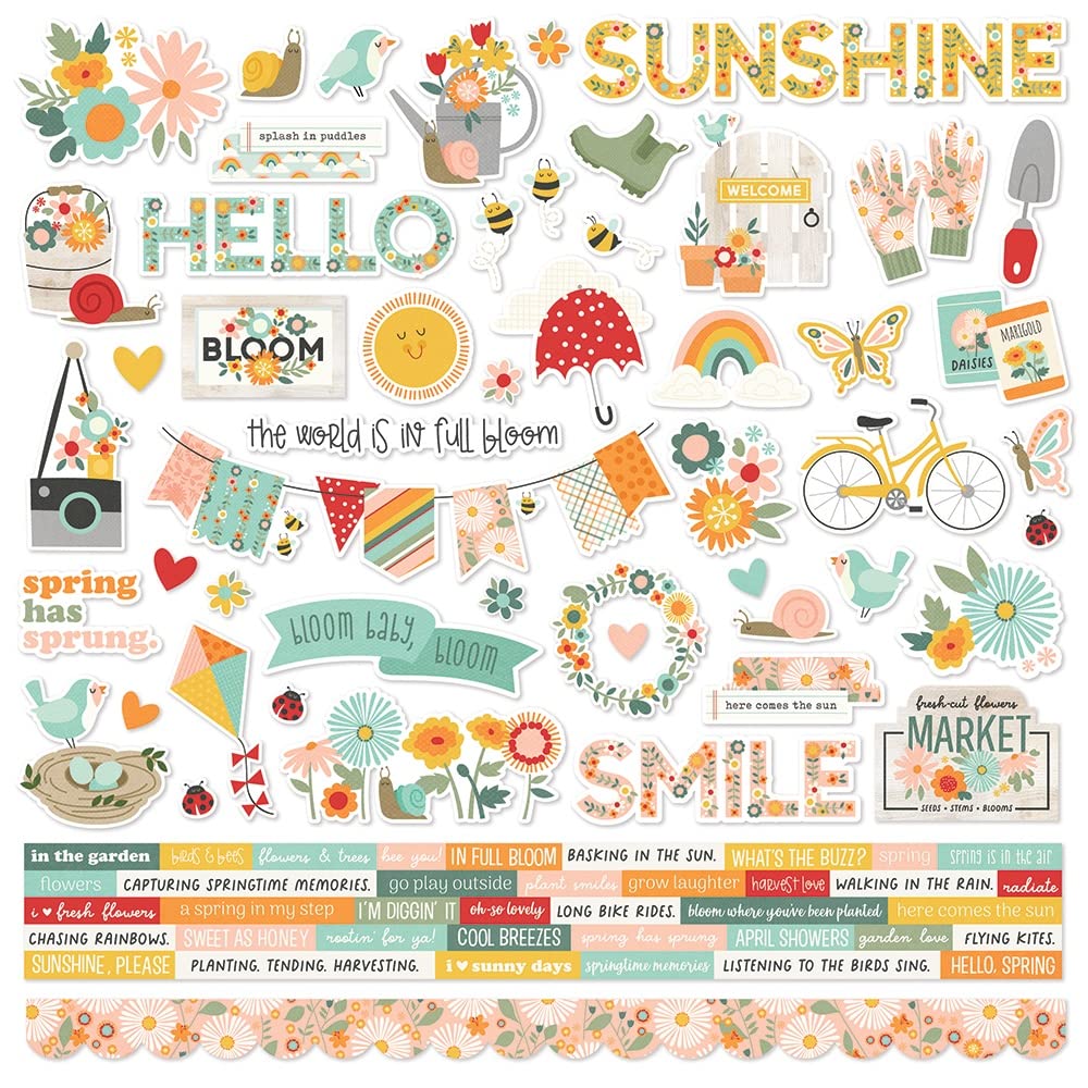 Stickers Full Bloom Cardstock pour décorer facilement vos albums sans colle