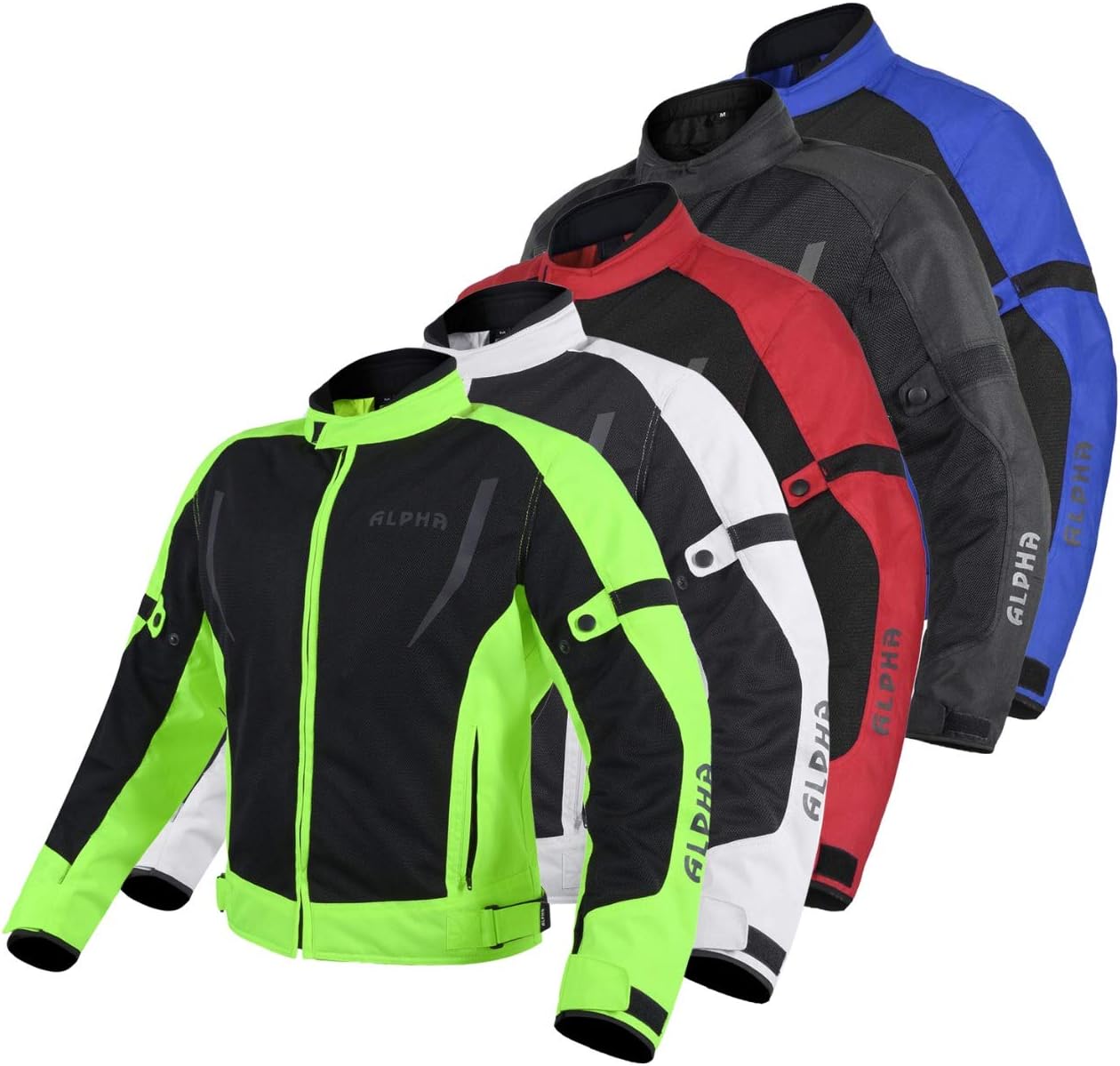 HI VIS MESH MOTORCYCLE JACKET FOR MENS RIDING BIKERS RACING DUAL SPORTS BIKE ARMORED PROTECTIVE… (HI VIZ GREEN, X-LARGE) : Automotive