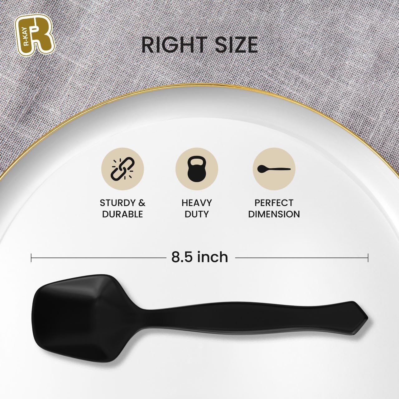 12 Pack Black Plastic Serving Spoons For Buffet 7.5 Inch - Black Plastic Serving Utensils For Hot And Cold Food - Disposable Serving Utensils For Parties, Holidays And Gatherings
