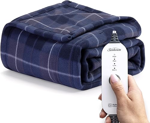 Miniatura 5 de Sunbeam Royal Ultra Rodeen - Manta personal calefactada de piel sintética blanca y gris, acogedora, ajustes de calor ajustables y manta personal con