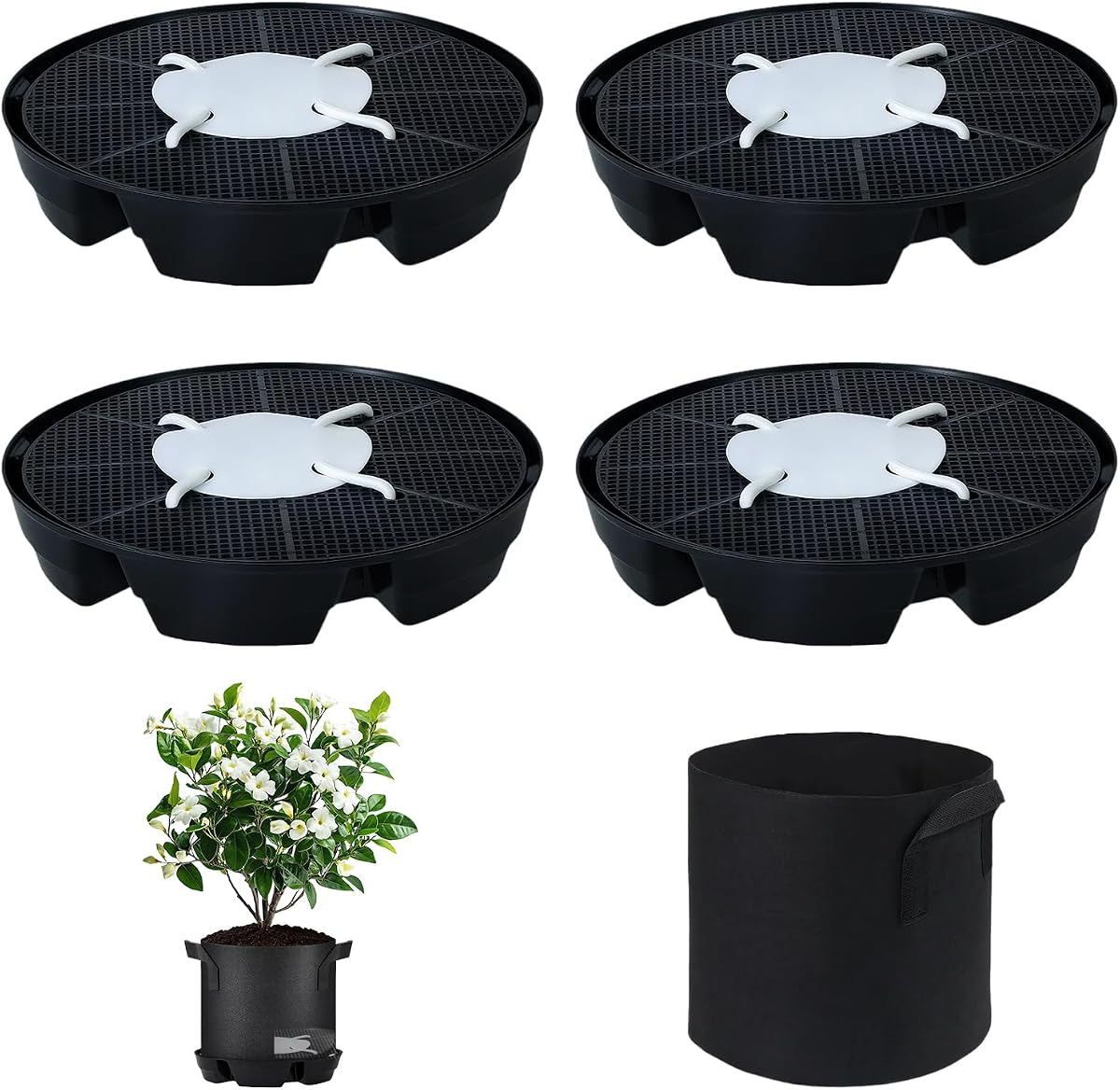 VIVOSUN 4-Pack FlexFeed Self-Watering Pots, Auto Irrigation Fabric Pot Base
