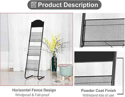 Miniatura 3 de Revistero Revistero de 3 niveles, estante de exhibición de folletos de metal, organizador de estante de literatura para piso de sala de