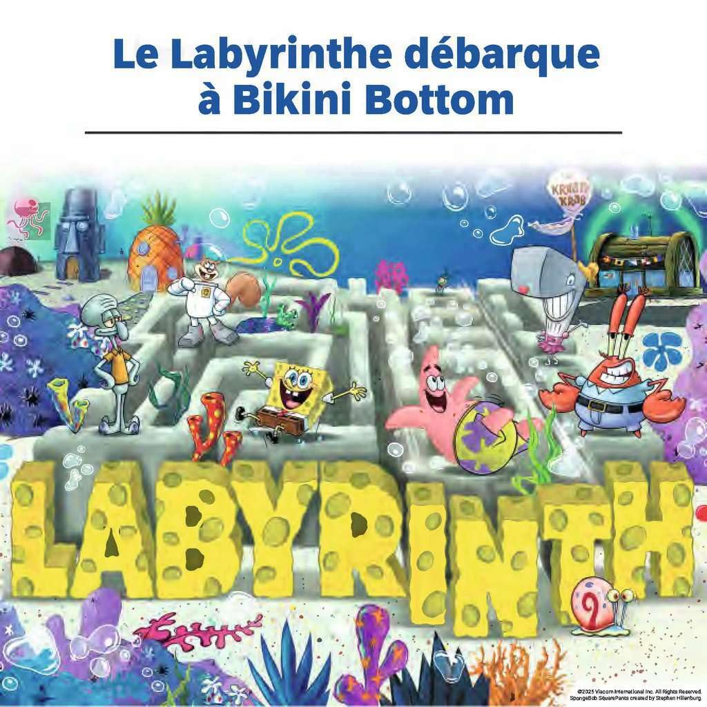 Ravensburger Games 25090 - Spongebob Squarepants Labyrinth - Le Jeu Classique dans Le Style de la série pour 2 à 4 Joueurs de 7 Ans et Plus