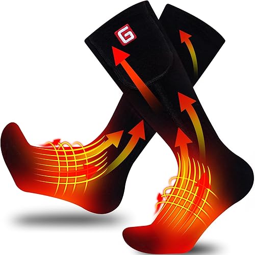 Miniatura 1 de Rabbitroom Calcetines térmicos para hombres y mujeres, recargables con batería eléctrica con ajuste de 3 niveles, calcetines de invierno con